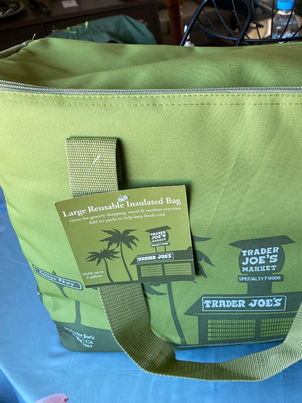 Trader Joe's Insulated Tote Bag Olive Green
